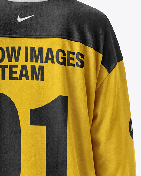 Woman Wearing Ice Hockey Jersey and Cap Mockup