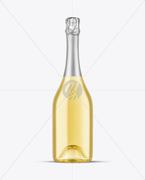 Clear Glass White Champagne Bottle Mockup