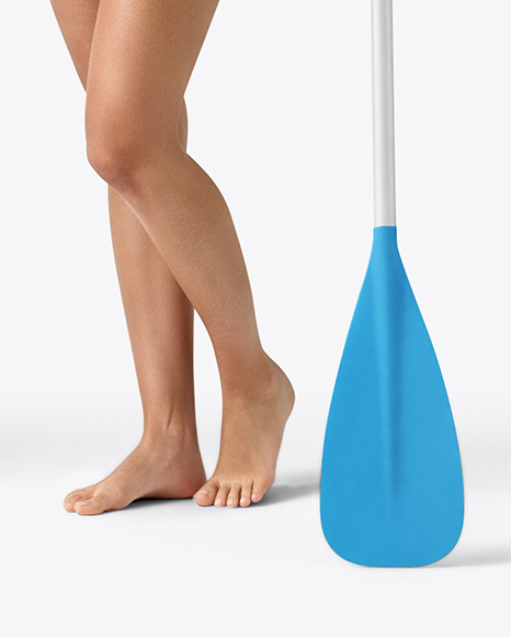 Woman Wearing Swimsuit with SUP Board Mockup