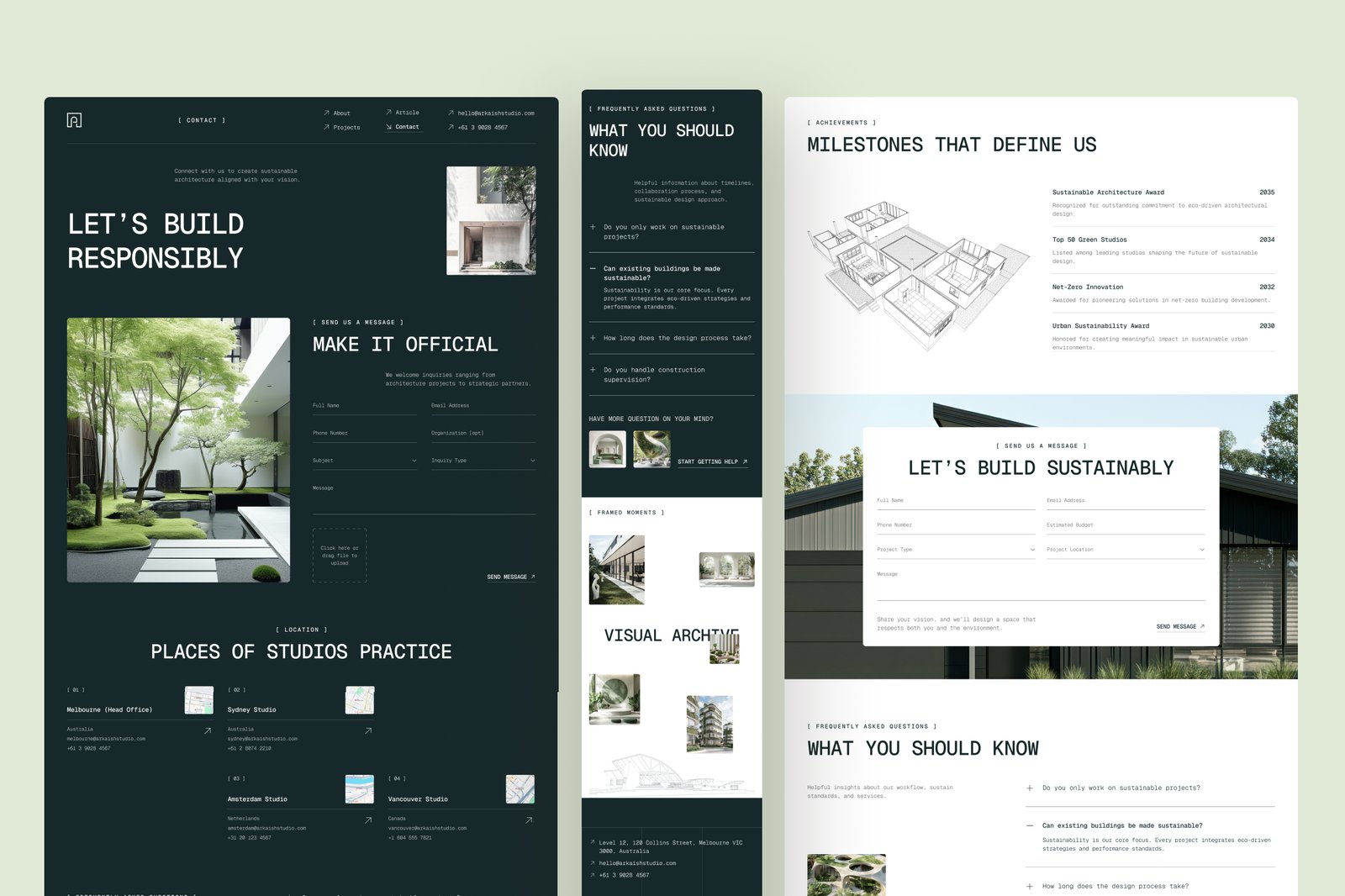 Arkaish – Sustainable Architecture Firm Website UI Figma Design