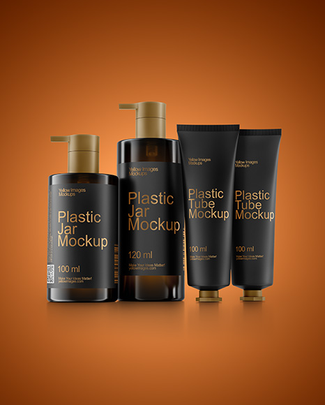 Amber Bottles with Tubes Mockup