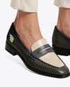 Pair of Leather Loafers on Woman's Legs Mockup