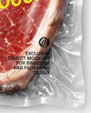 Clear Plastic Flow-Pack with Beef Steak Mockup