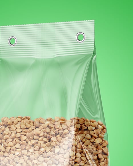 Transparent Package with Buckwheat Mockup
