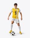 Young Man Wearing Full Soccer Kit Mockup