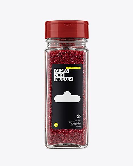 Square Glass Jar with Sumac Spice Mockup