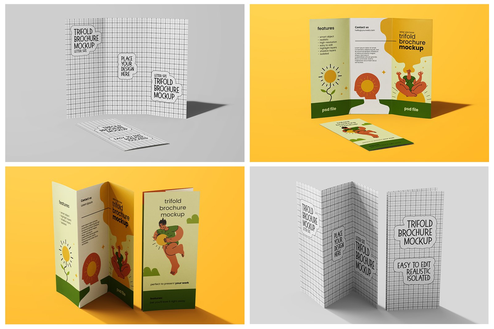 Trifold Brochure Mockup Set