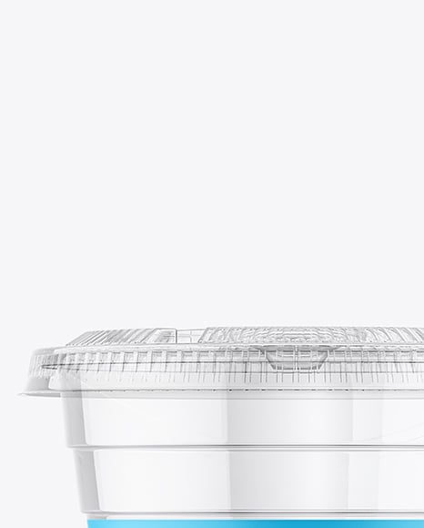 Clear Plastic Dessert Cup with Fork Mockup