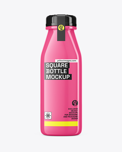 Square Glossy Bottle Mockup