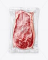 Clear Plastic Flow-Pack with Beef Steak Mockup