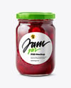 Glass Jar with Cherry Jam Mockup