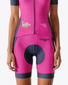 Woman Wearing Cycling Jersey and Bib Shorts Mockup