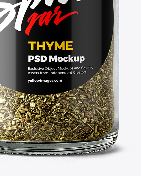 Glass Spice Jar with Thyme Mockup