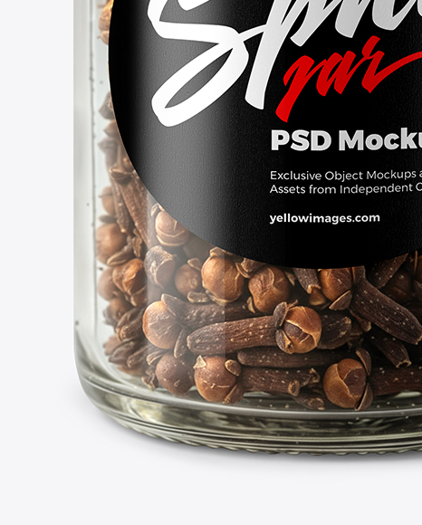 Clear Glass Jar with Whole Cloves Mockup