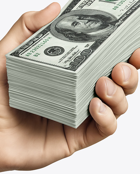 Money Stack in a Hand Mockup