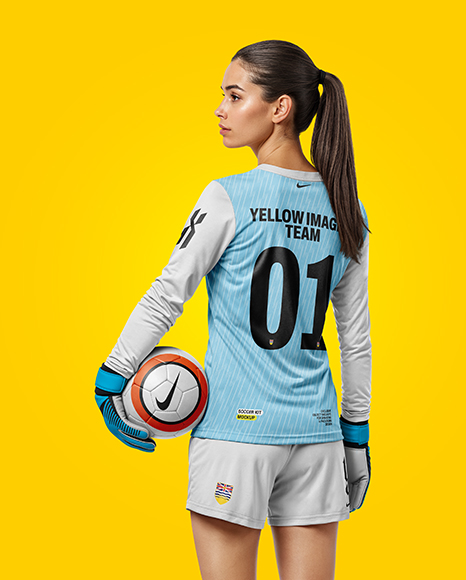 Female Soccer Goalkeeper Wearing Long Sleeve Jersey Mockup
