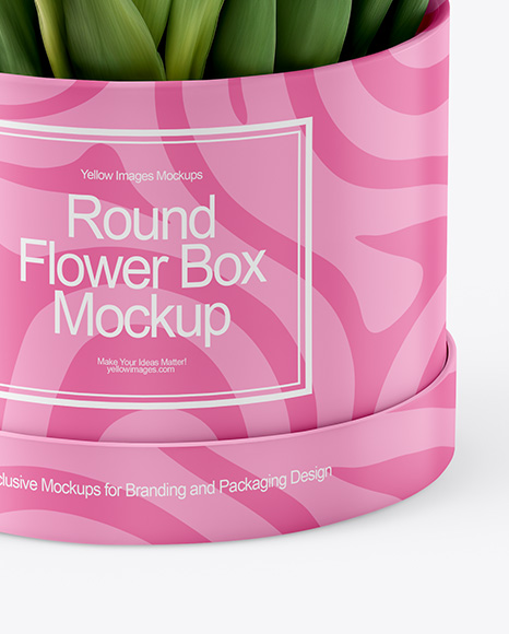 Round Flower Box Mockup