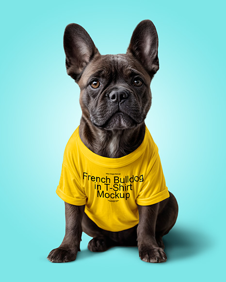 French Bulldog Wearing a T-Shirt Mockup