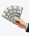 Five Banknotes in a Hand Mockup