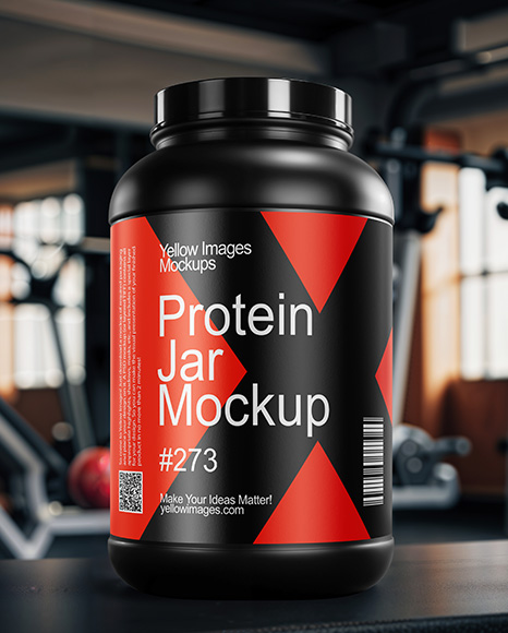 Black Protein Jar Mockup - Free+Black+