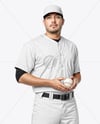 Baseball Player Wearing a Jersey and Cap Hollding a Ball Mockup
