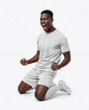 Soccer Player Wearing Raglan Jersey and Shorts Mockup