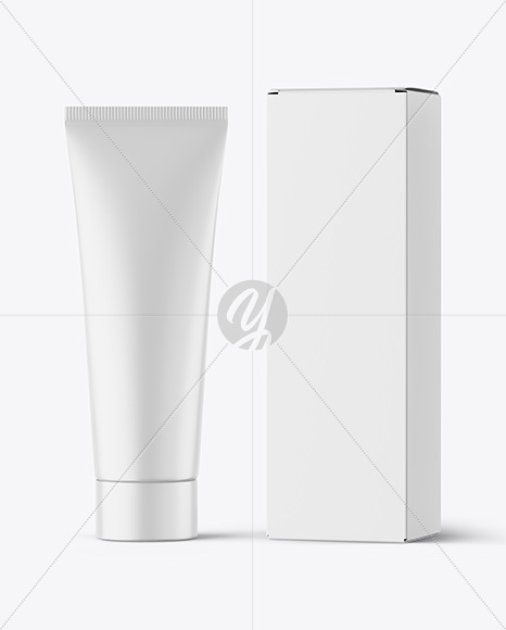 Matte Cosmetic Tube with Box Mockup