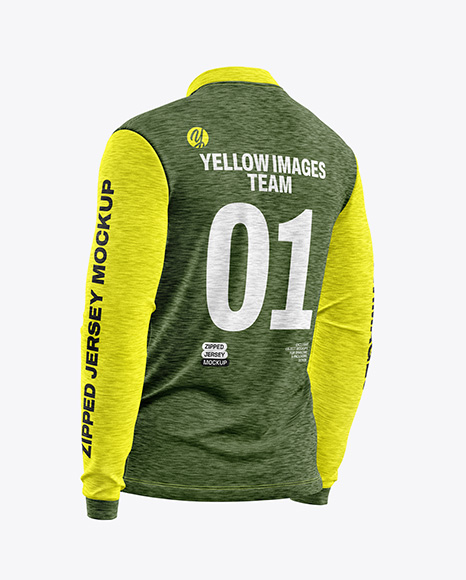 Melange Jersey Mockup - Back Half Side View - White long sleeve mockup