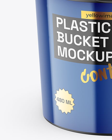 Matte Plastic Bucket with Handle Mockup