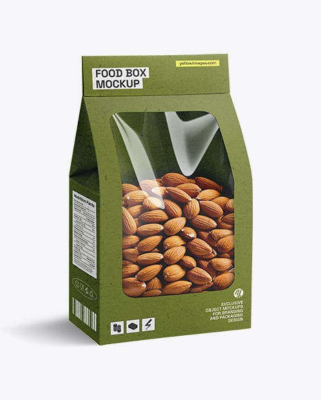 Kraft Box With Almond Nuts Mockup - Nuts packaging mockup
