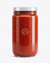 Clear Glass Jar with Pizza Sauce Mockup