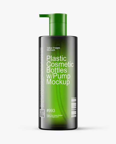 Plastic Cosmetic Bottles with Pump Cap Mockup