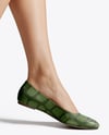 Pair of Leather Ballet Flats on Woman's Legs Mockup
