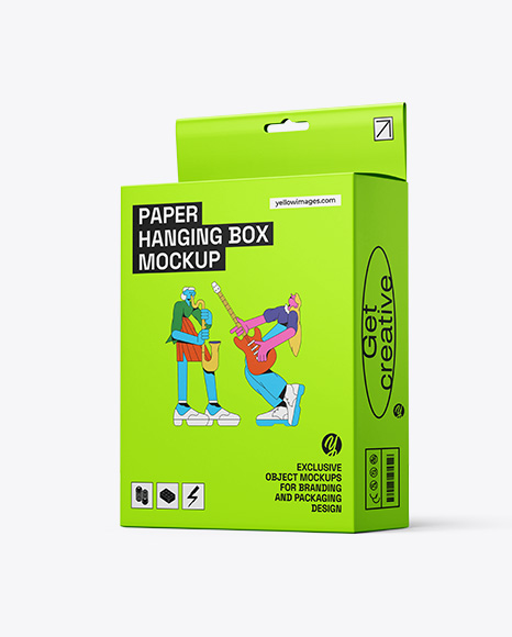 Paper Hanging Box Mockup – Half Side View - Product package mockup