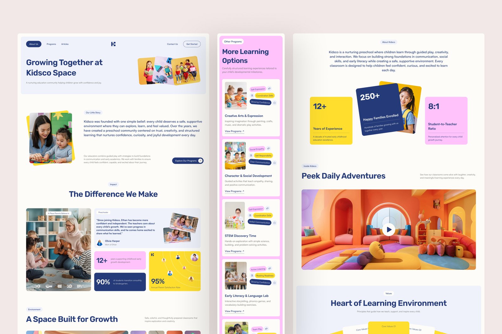 Kidsco – Early Education Website UI Figma Template