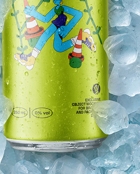 Slim Aluminium Can in Ice Mockup