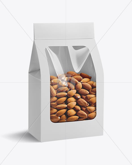 Paper Bag With Almond Nuts Mockup
