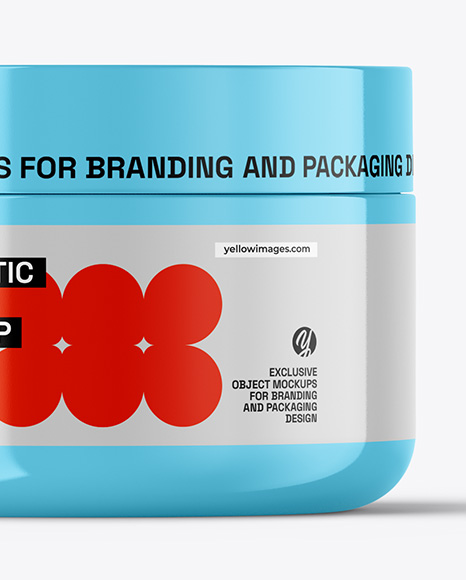 200ml Glossy Cosmetic Jar with Box Mockup