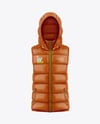 Glossy Hooded Down Vest Mockup