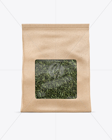 Kraft Pouch w/ Dry Green Tea Mockup