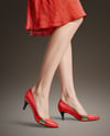 Pair of Pumps on Woman's Legs with Dress Mockup