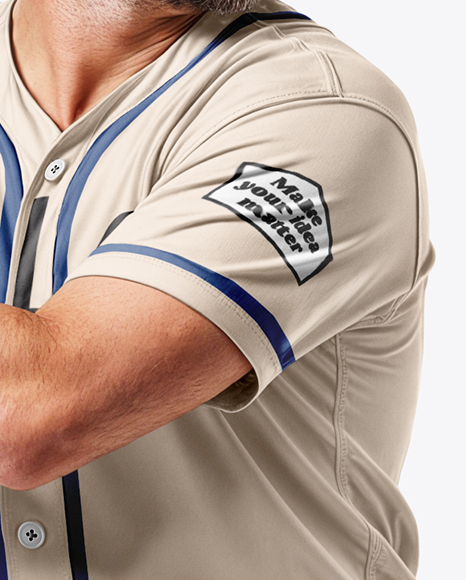 A Man Wearing a Full Baseball Kit with Bat Mockup