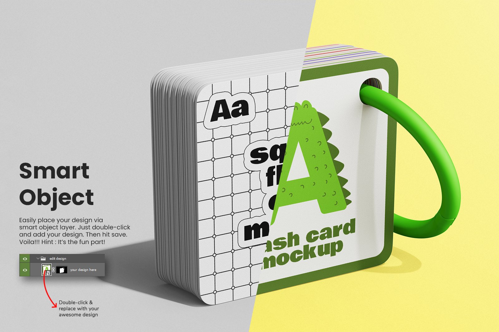 Square Children Flash Card Mockup Set