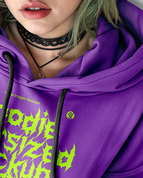 Young Alt Girl Wearing Oversized Hoodie with Kangaroo Pocket Mockup