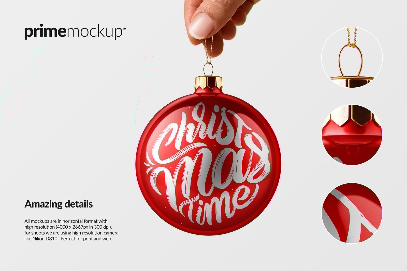 Hand Holding Christmas Ball Ornament Mockup Scene