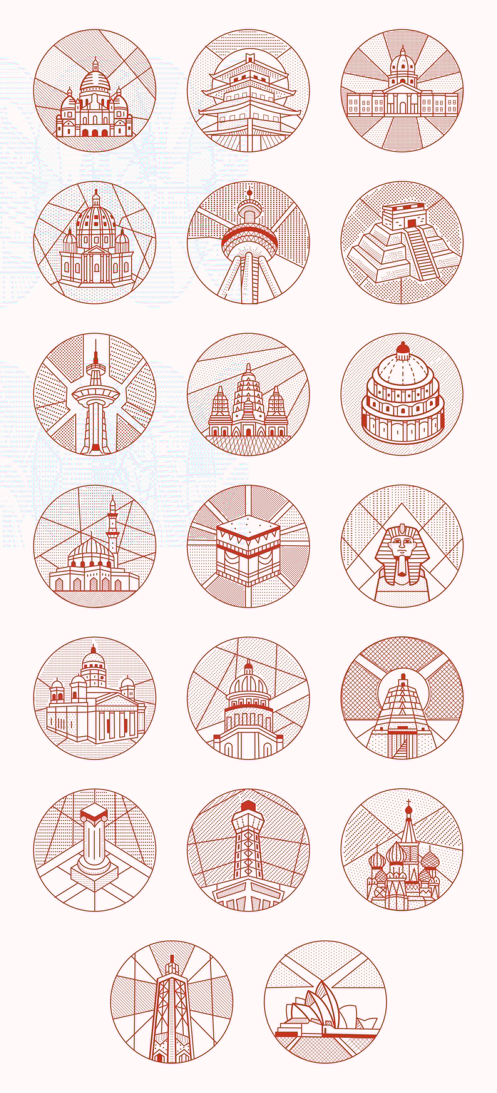 World Landmark Illustration Set