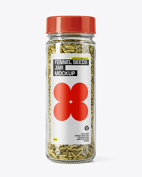 Glass Jar with Fennel Seeds Mockup - Realistic mockups