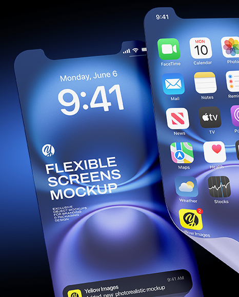 Three Flexible Screens Mockup