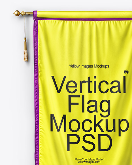 Vertical Flag With Metallic Pole Mockup