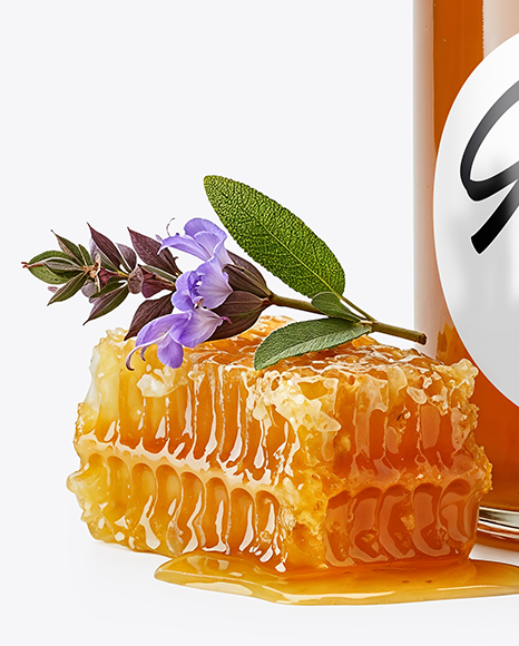 Glass Jar with Sage Honey Mockup
